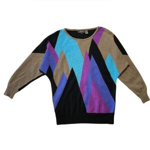 Renee Tener for Jeanne Pierre 1980s vintage purple & brown sweater